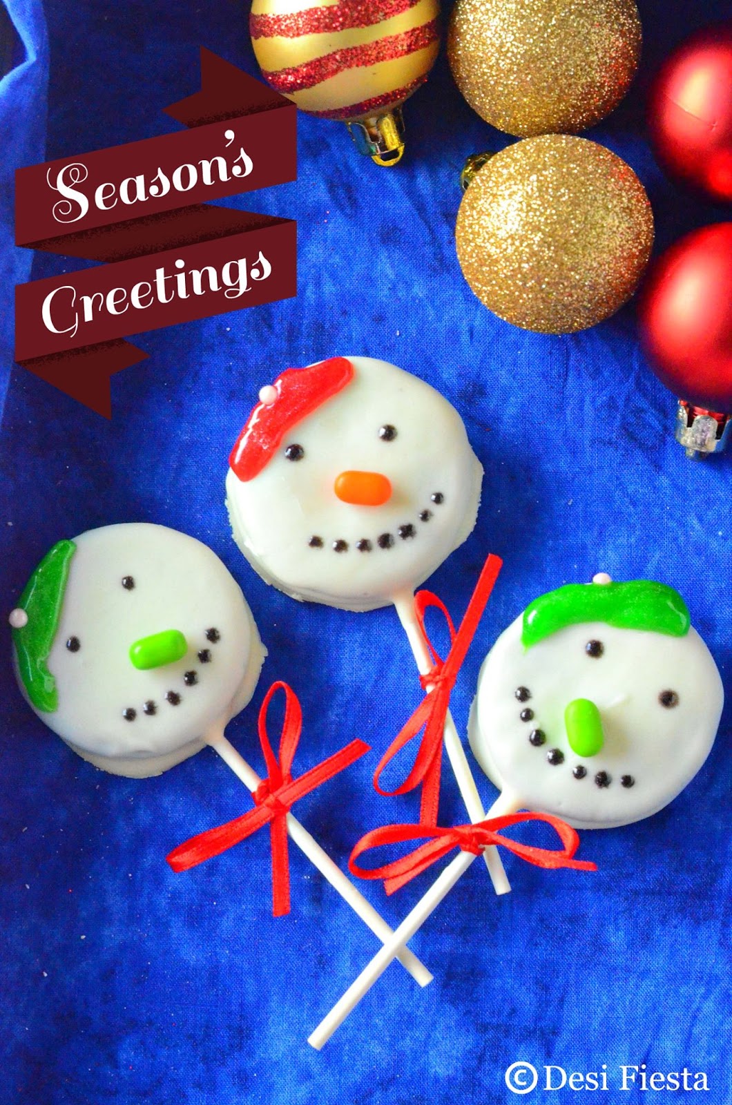 Snowmen Oreo Pops Recipe | Easy Oreo Pops | Kids friendly Treats - Desi ...